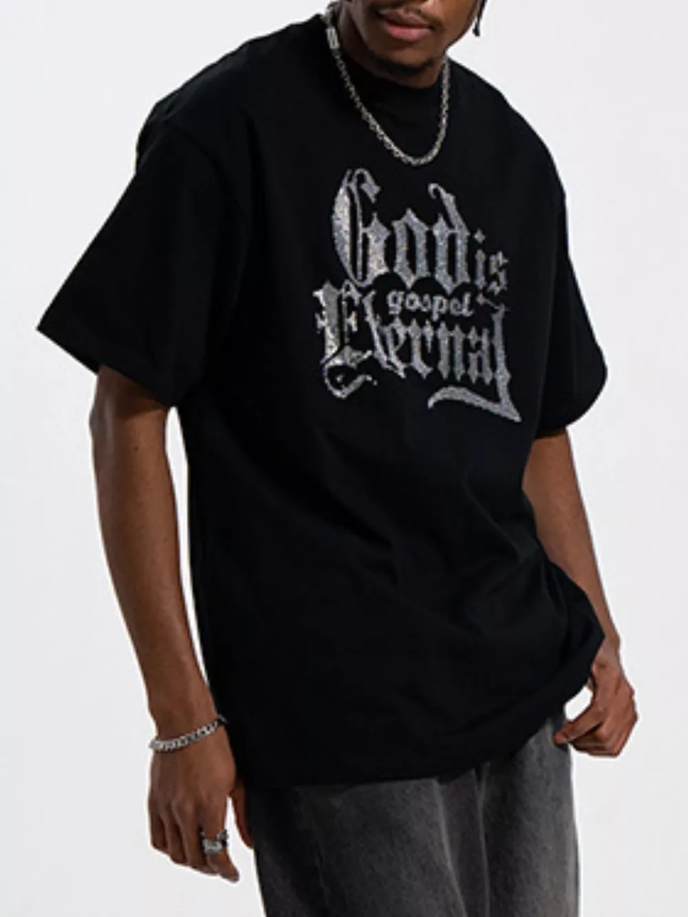 Men's Letter Round Neck Short Sleeve T-Shirt, image 3
