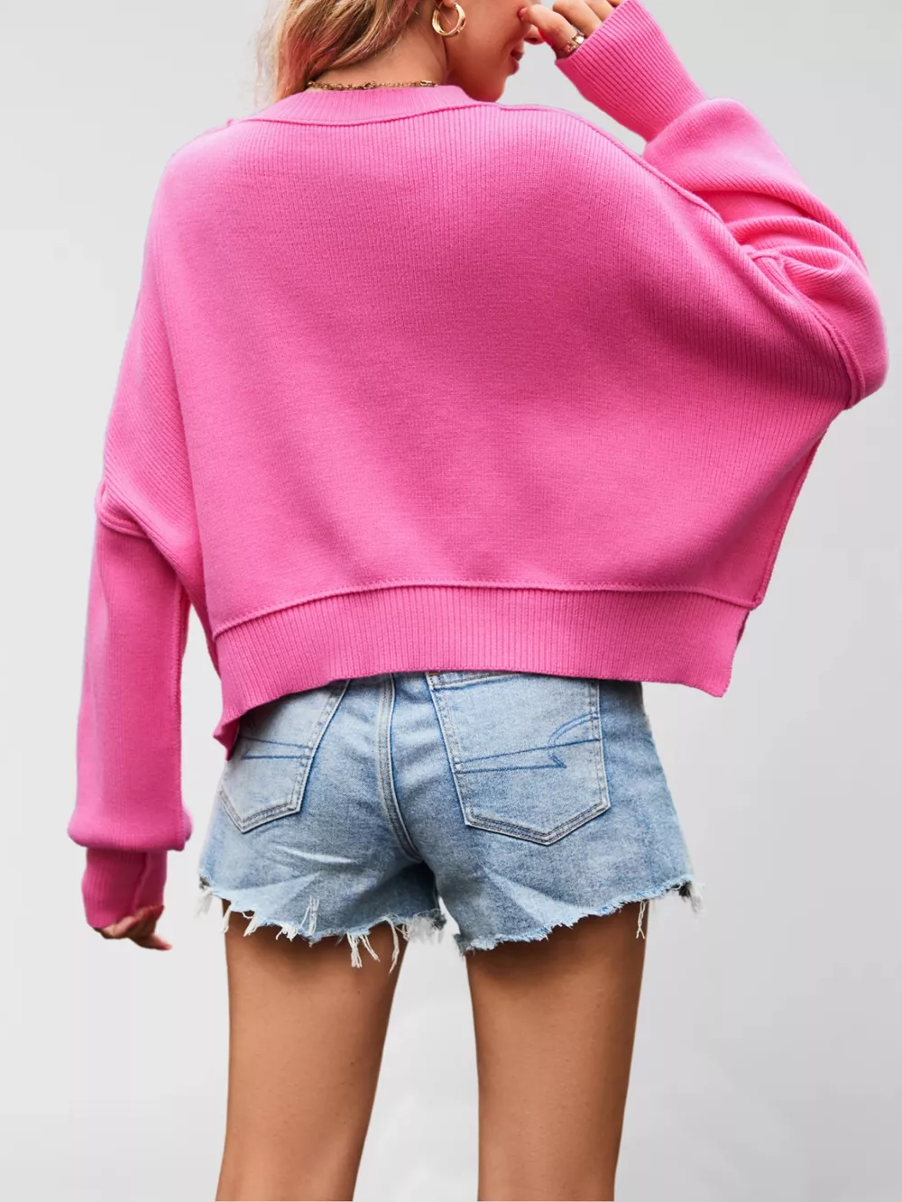 Round Neck Dropped Shoulder Sweater, image 5
