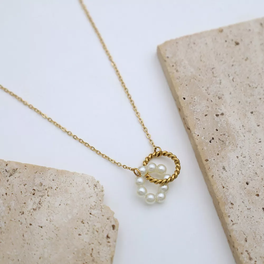 18K Gold-Plated Pearl Twisted Pendant Necklace, image 3