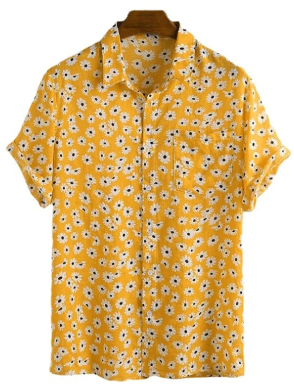 Men's Full Size Daisy Print Button Up Shirt Plus Size, image 3
