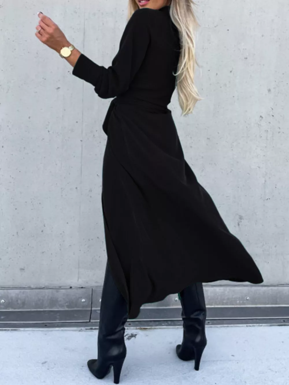 Full Size Tie Waist Long Sleeve Shirt Dress Plus Size, image 8