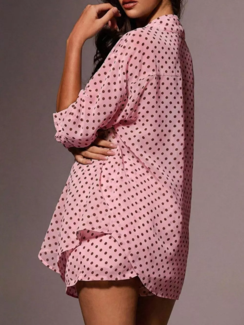 Polka Dot Button Up Shirt and Shorts Set, image 13