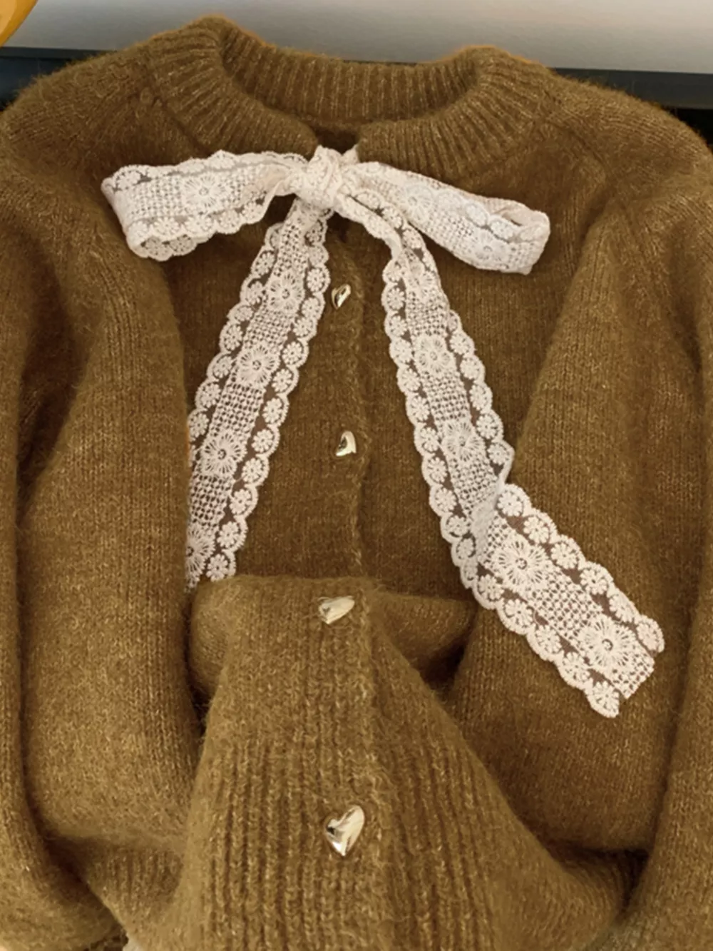 Lace Bowknot Knit Cardigan, image 8