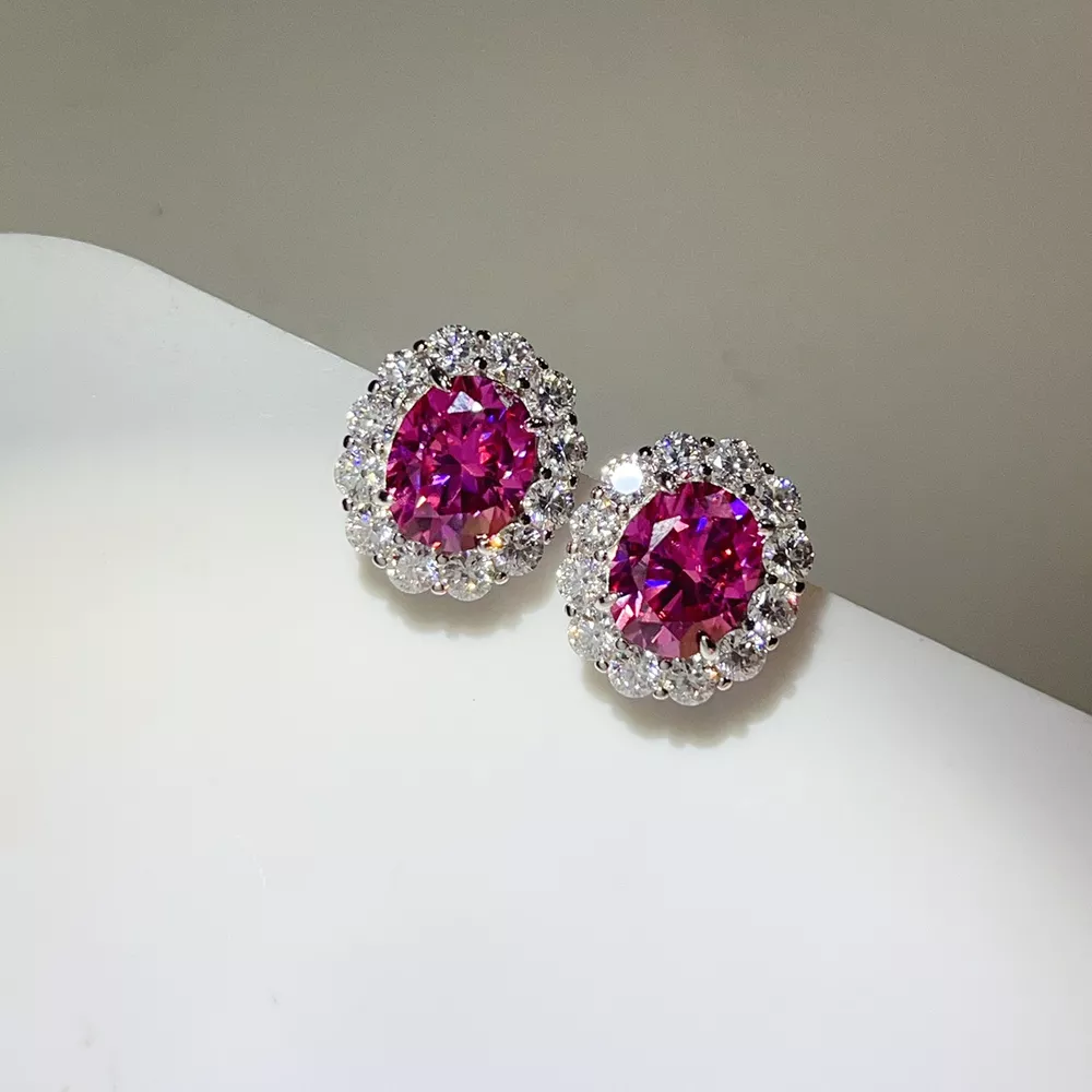 6 Carat 925 Sterling Silver Moissanite Stud Earrings
