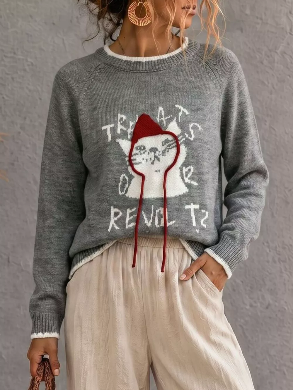 Cat Raglan Sleeve Sweater, image 6