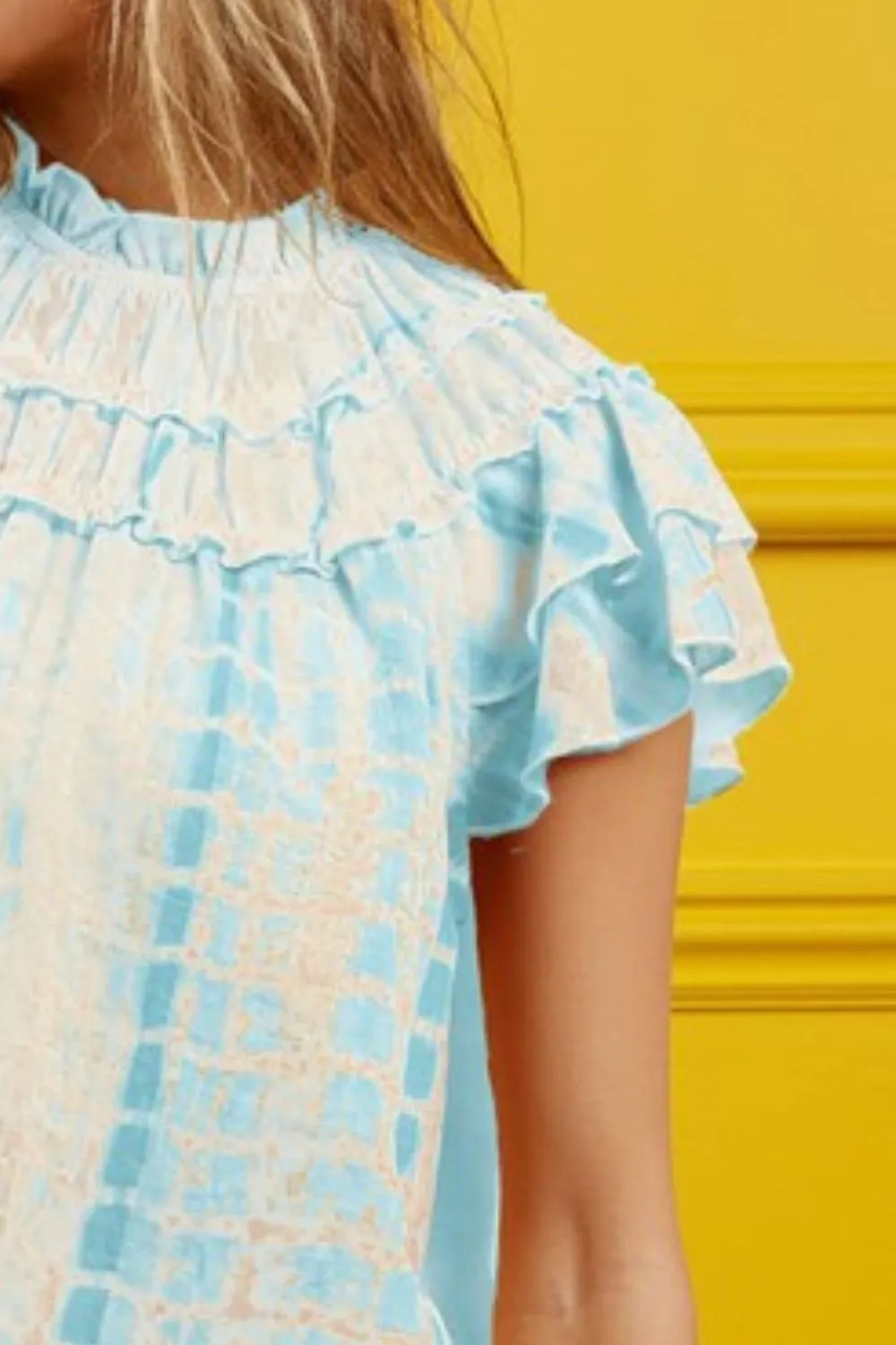 Tiered Ruffle Neck Tie Dye Top, image 2