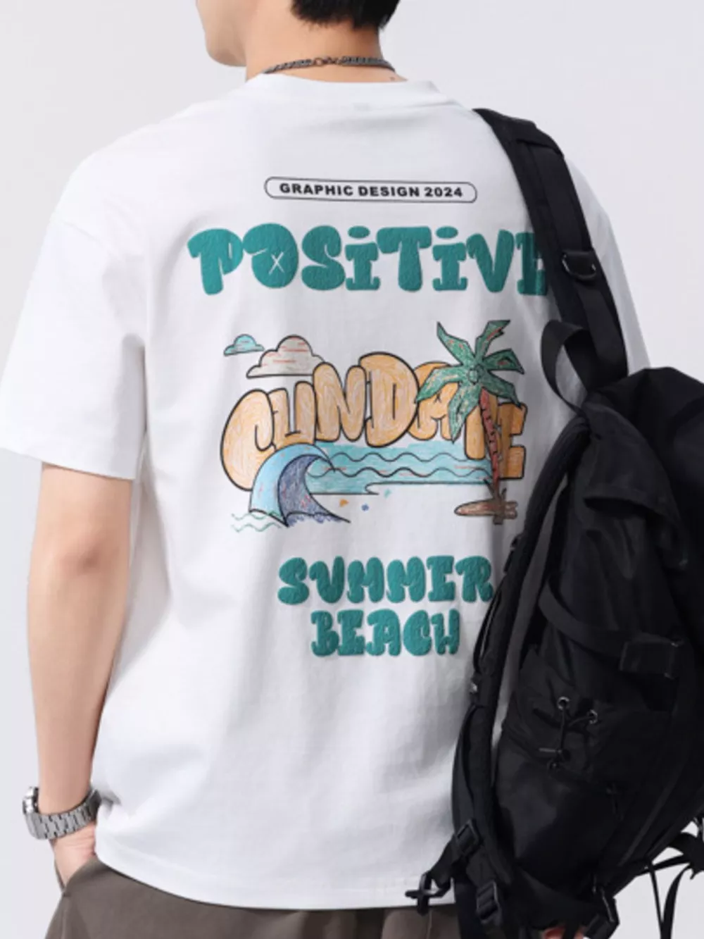 Men's Plus Size Letter Graphic Round Neck T-Shirt, image 4