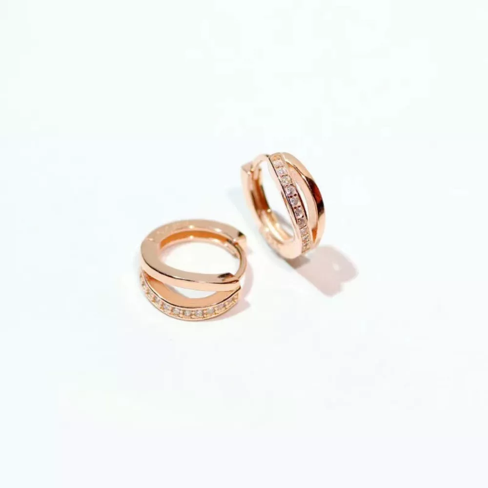 18K Rose Gold-Plated Zircon Hoop Earrings, image 3
