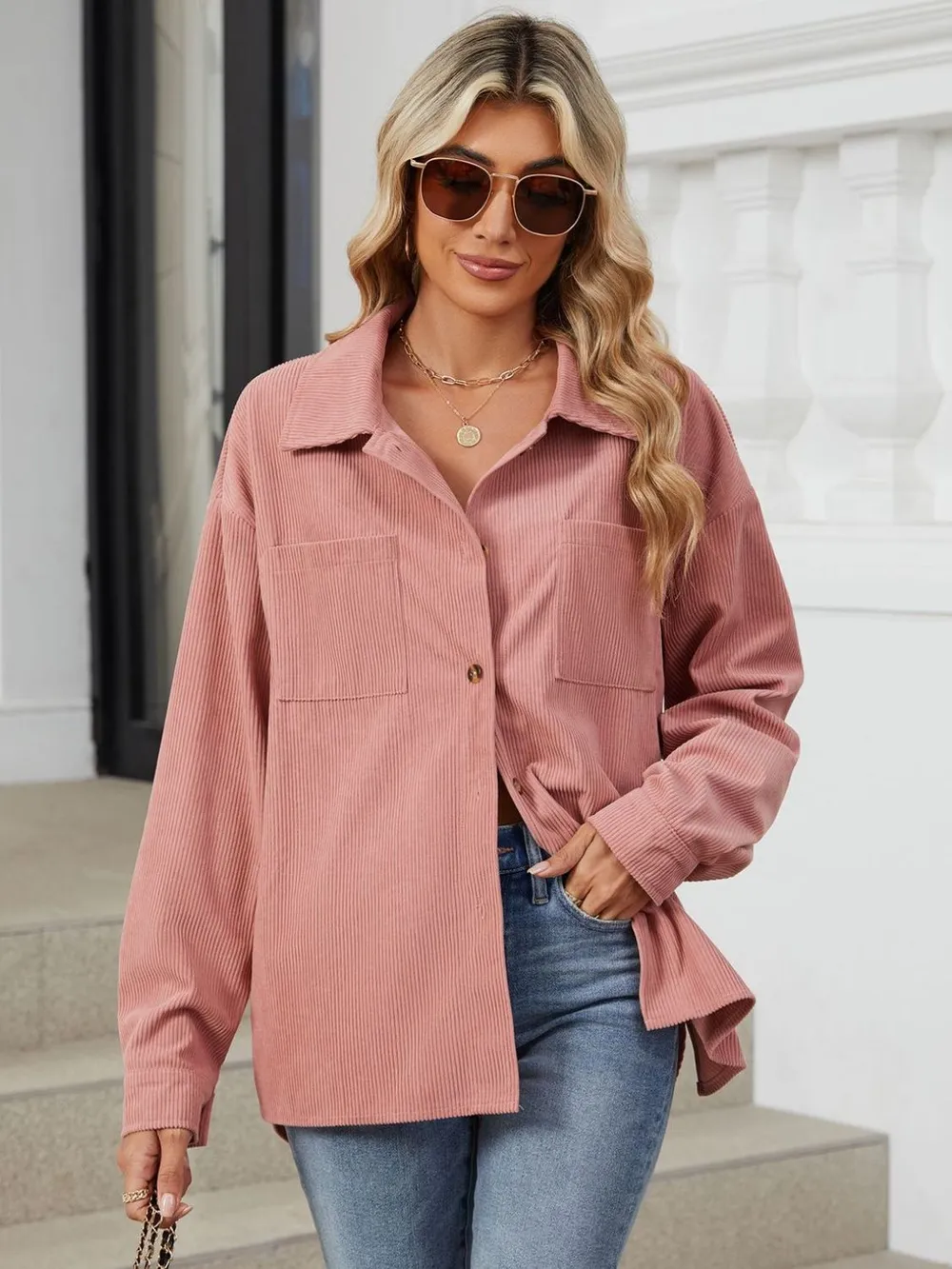 Button Up Dropped Shoulder Long Sleeve Outerwear, image 20