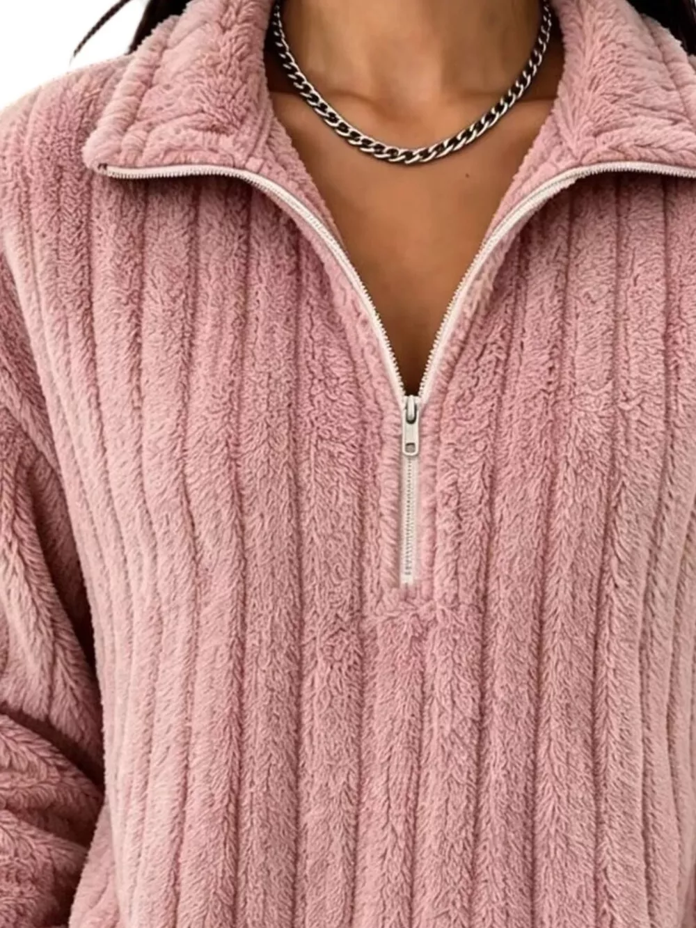 Quarter-Zip Dropped Shoulder Sweatshirt, image 8