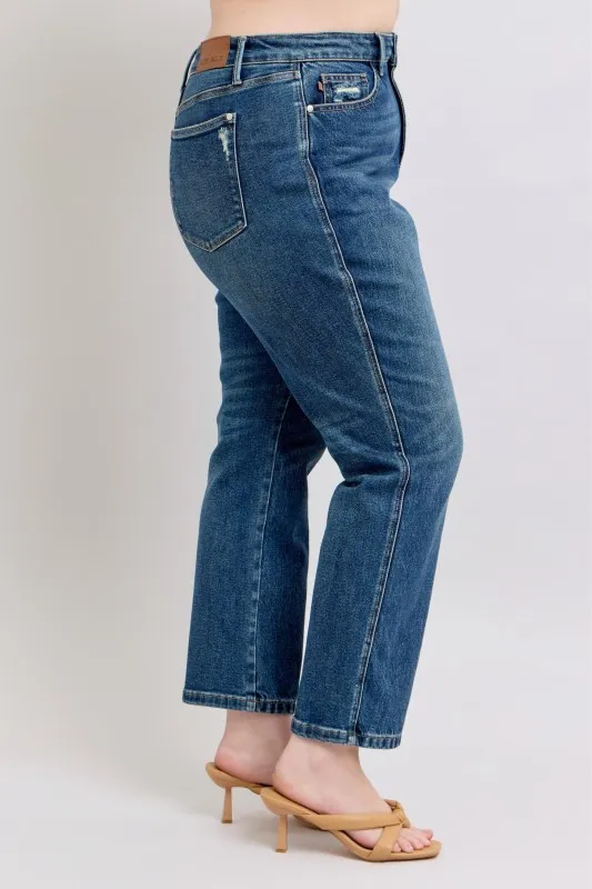 Full Size High Waisted Rigid Magic Non-destroy Straight Leg Jeans Plus Size, image 4