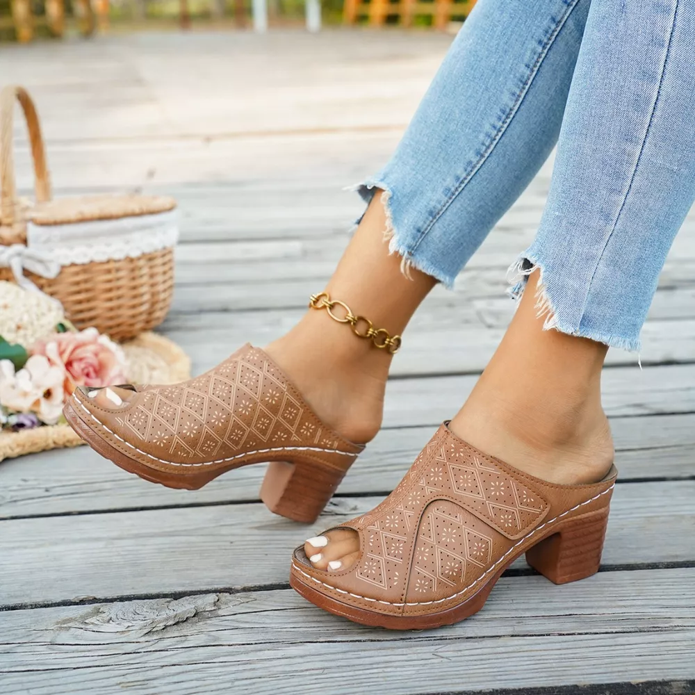 Peep Toe Block Heel Sandals, image 7