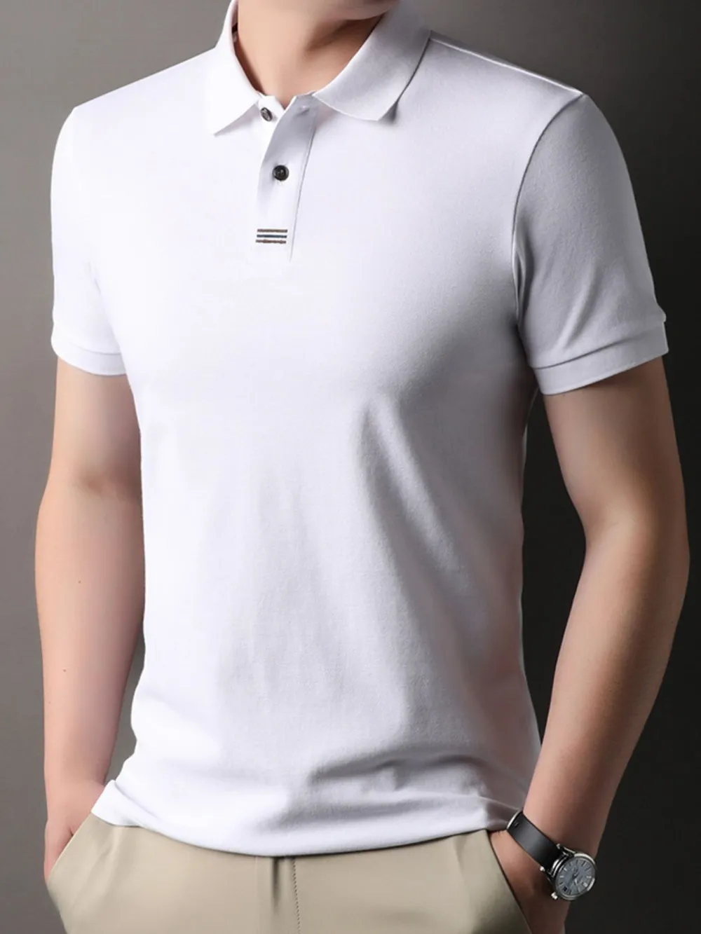 Men's Plus Size Button Detail Short Sleeve Polo, image 11