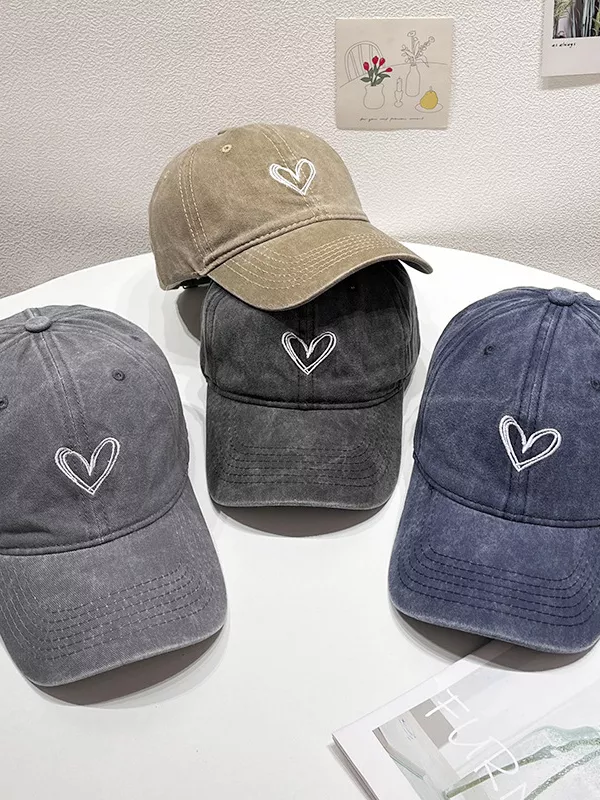 Washed Heart Embroidered Baseball Cap, image 13