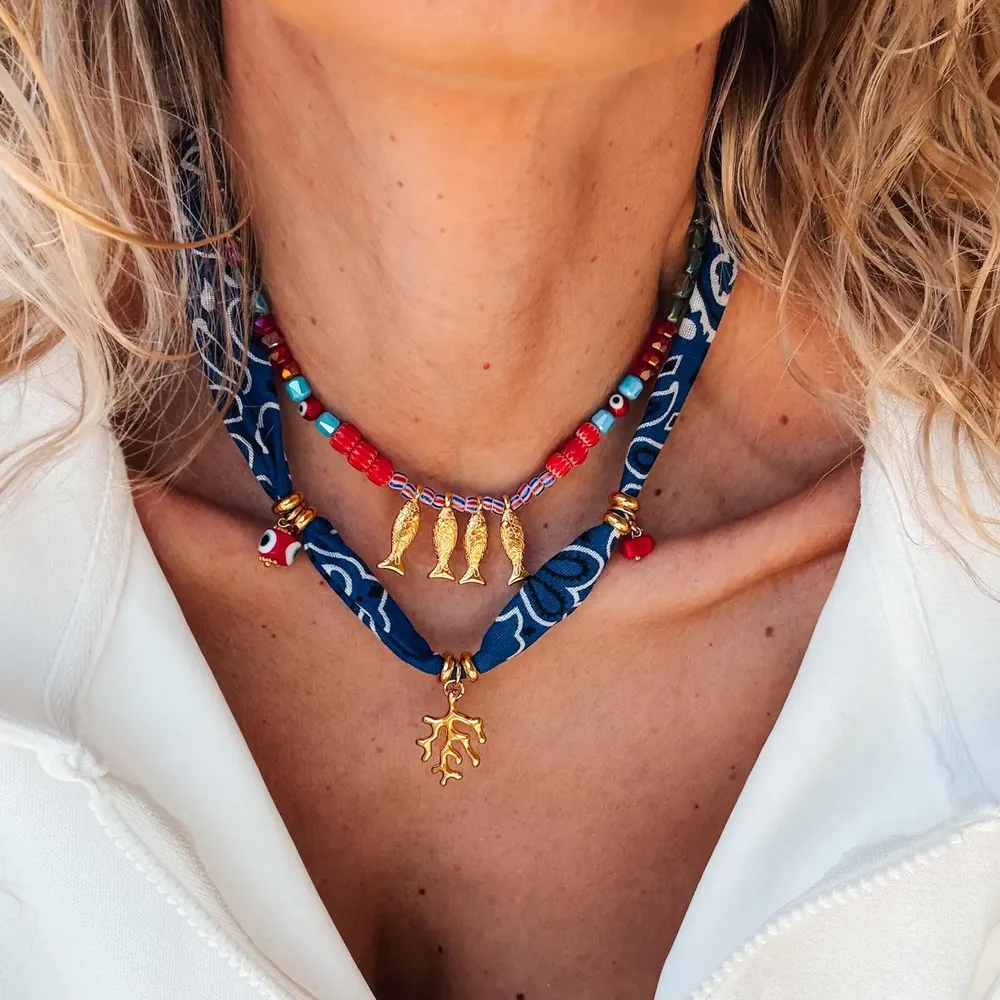 2-Piece Coral and Fish Pendant Necklace, image 4