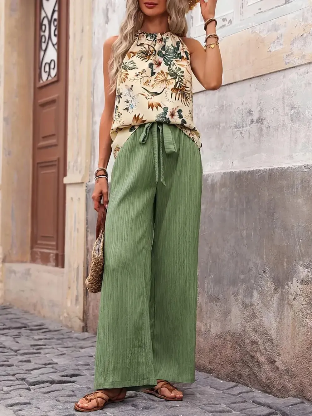 Printed Tank Top and Wide Leg Pants Set, image 15