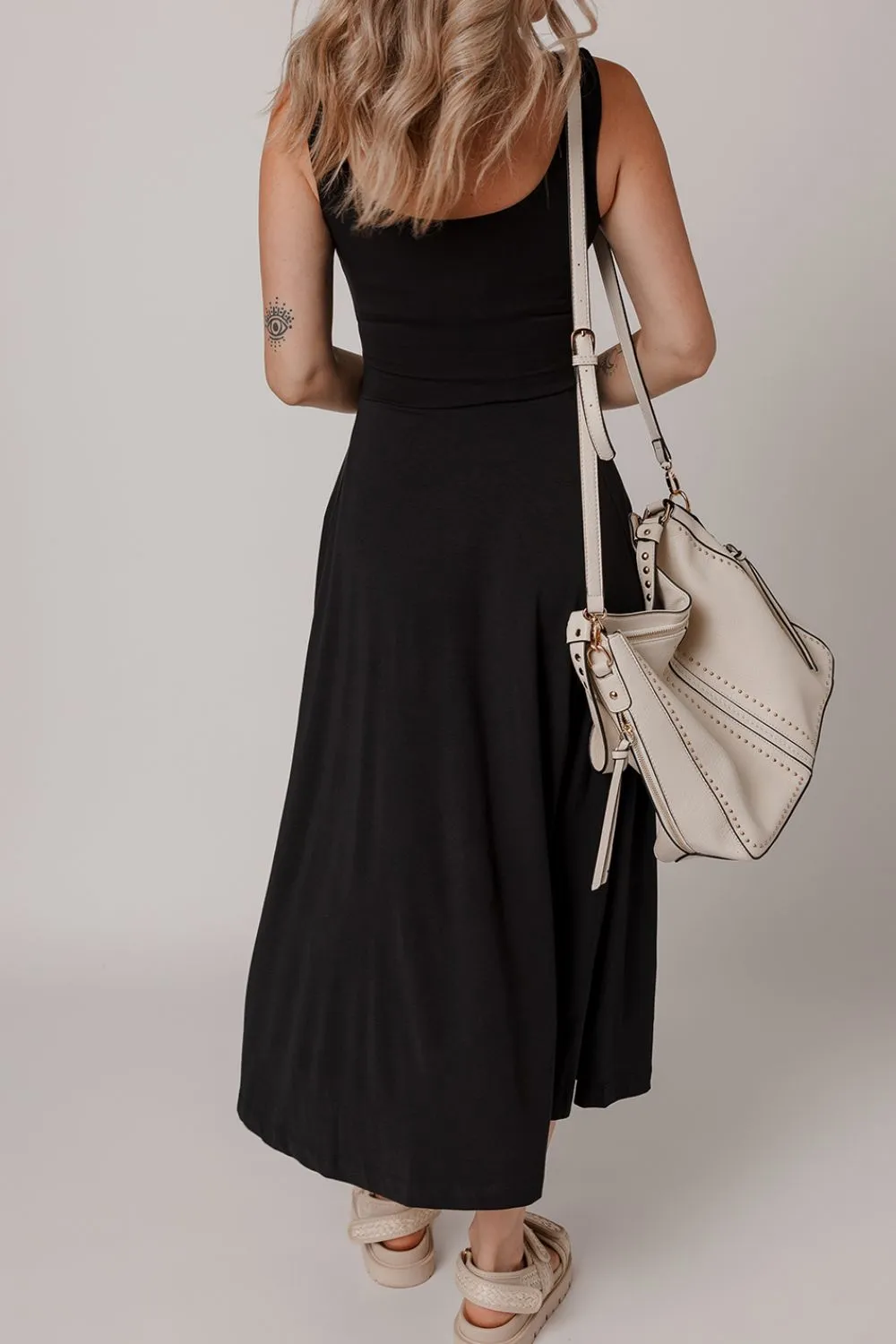 Side Slit Scoop Neck Wide Strap Dress, image 5