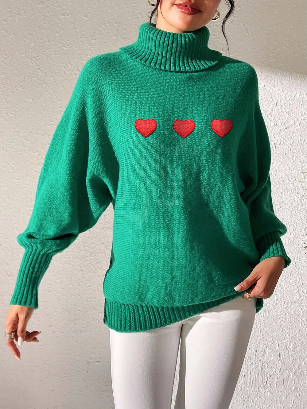 Heart Turtleneck Long Sleeve Sweater, image 6