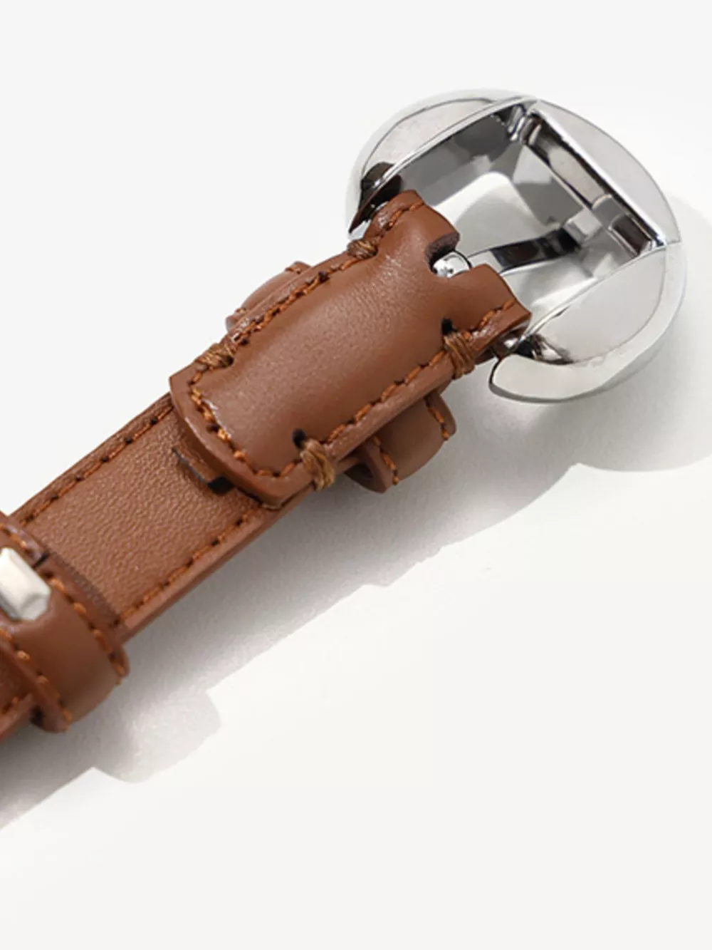Round Buckle Leather Belt, image 5