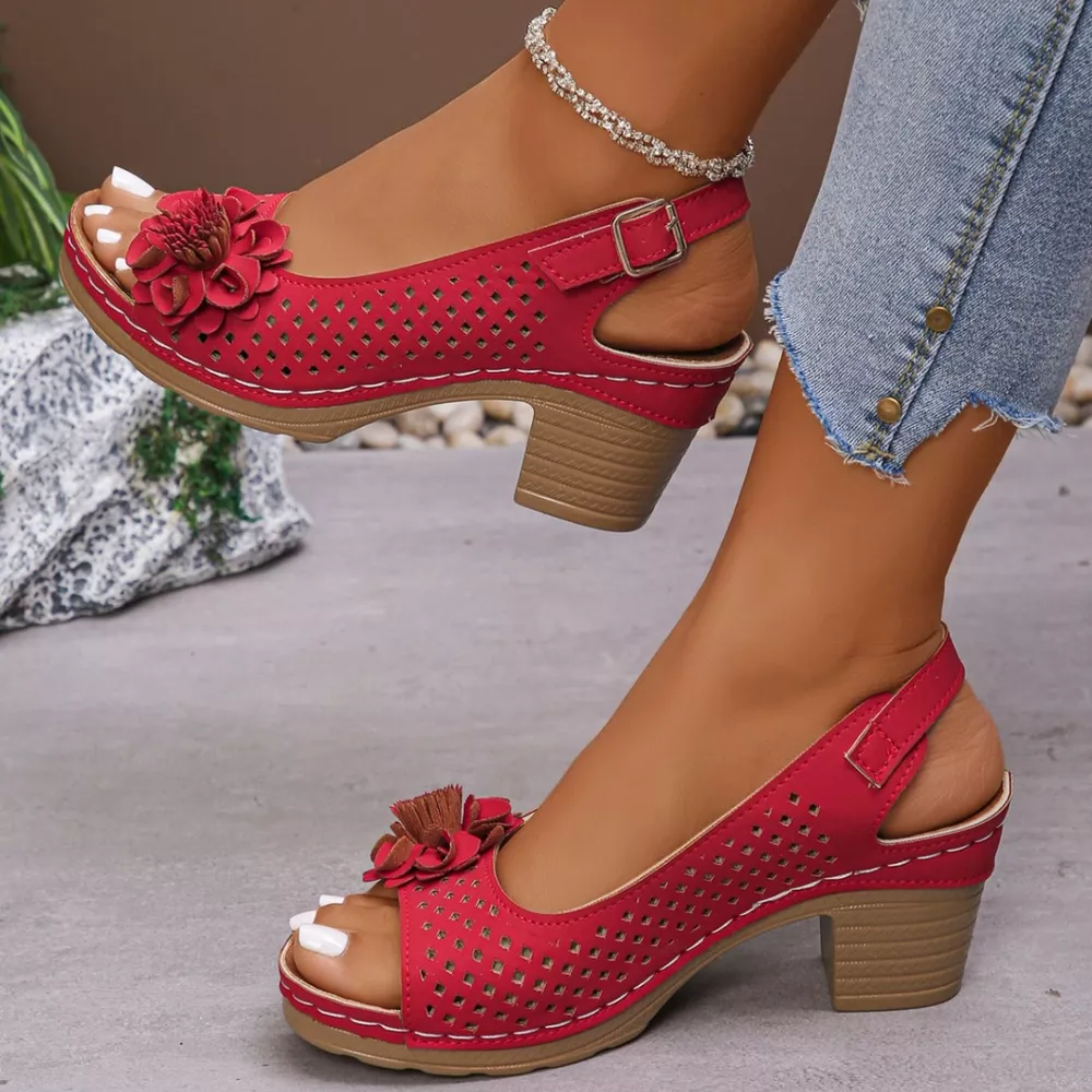 Floral Accent Block Heel Sandals, image 12