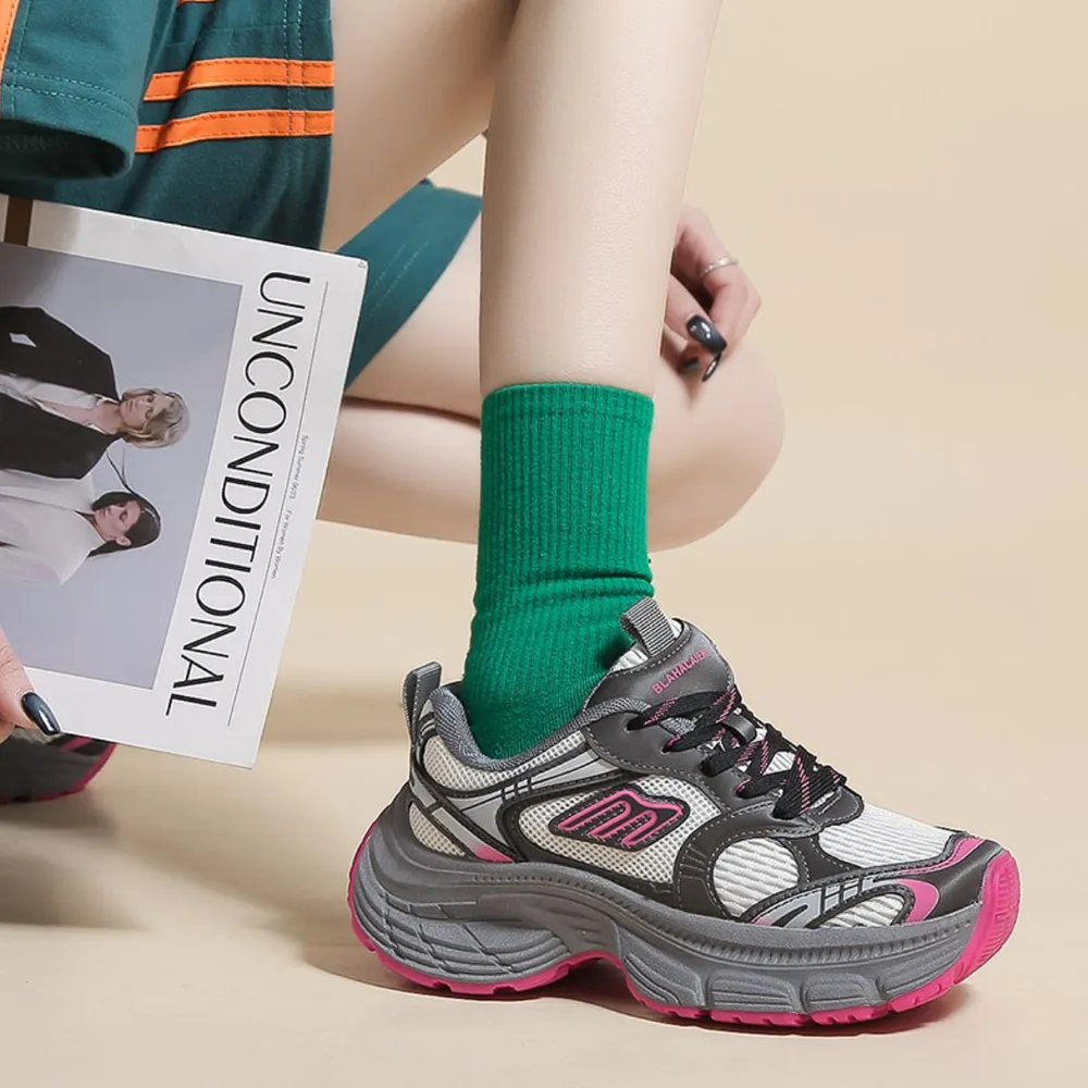 Letter Lace-Up Round Toe Athletic Shoes