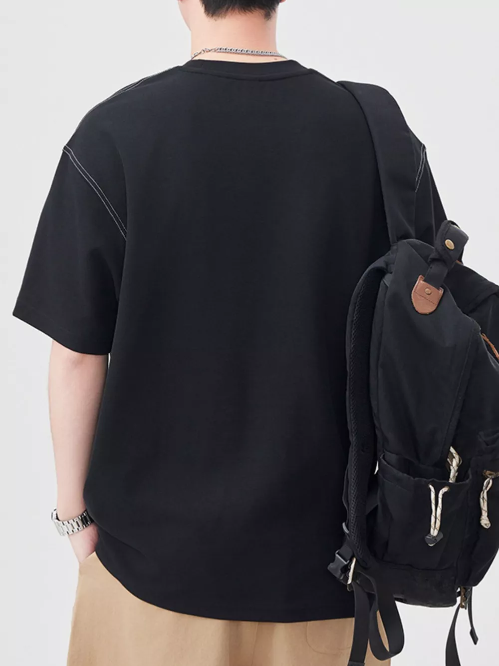 Men's Plus Size Round Neck Relaxed Fit T-Shirt, image 3