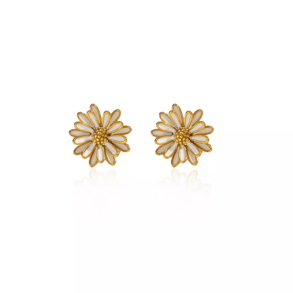18K Gold-Plated Flower Stud Earrings, image 3