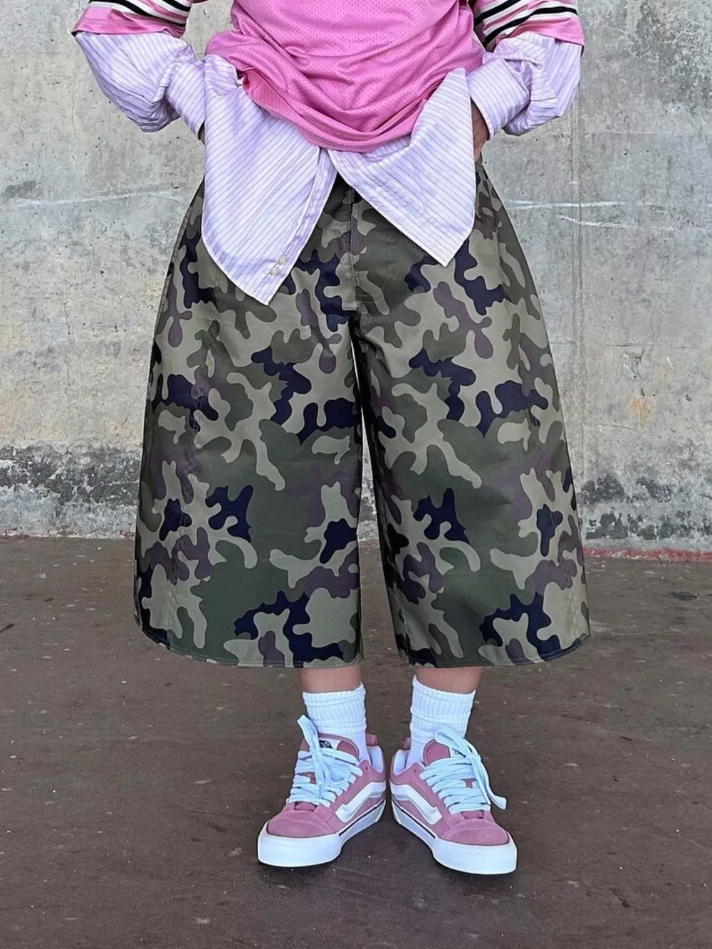 Camouflage Wide-Leg Cropped Pants, image 7