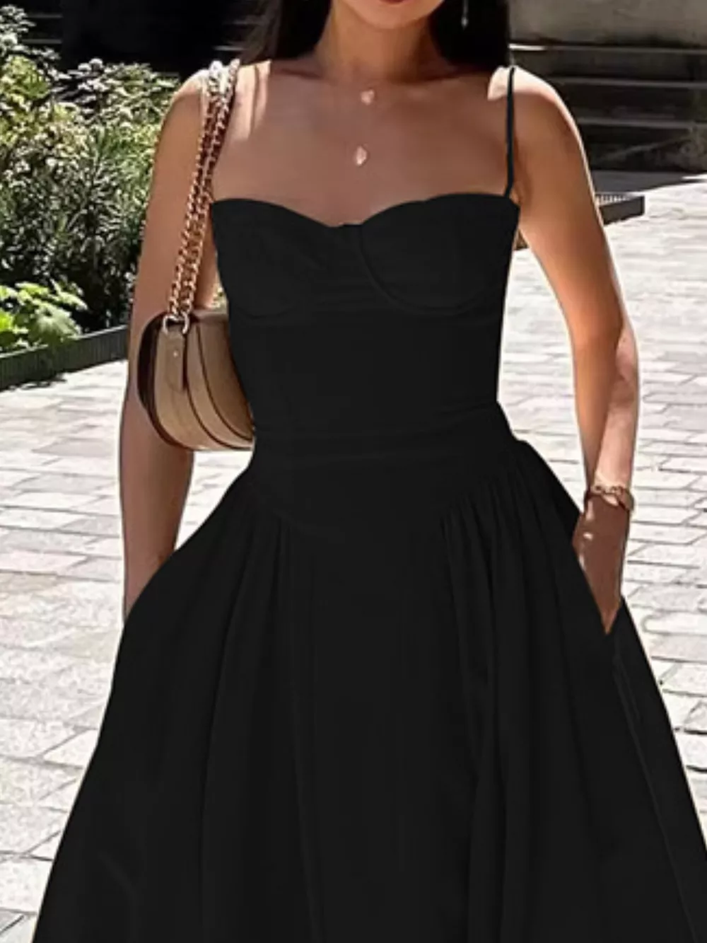 Sweetheart Neck Spaghetti Strap Midi Dress, image 22