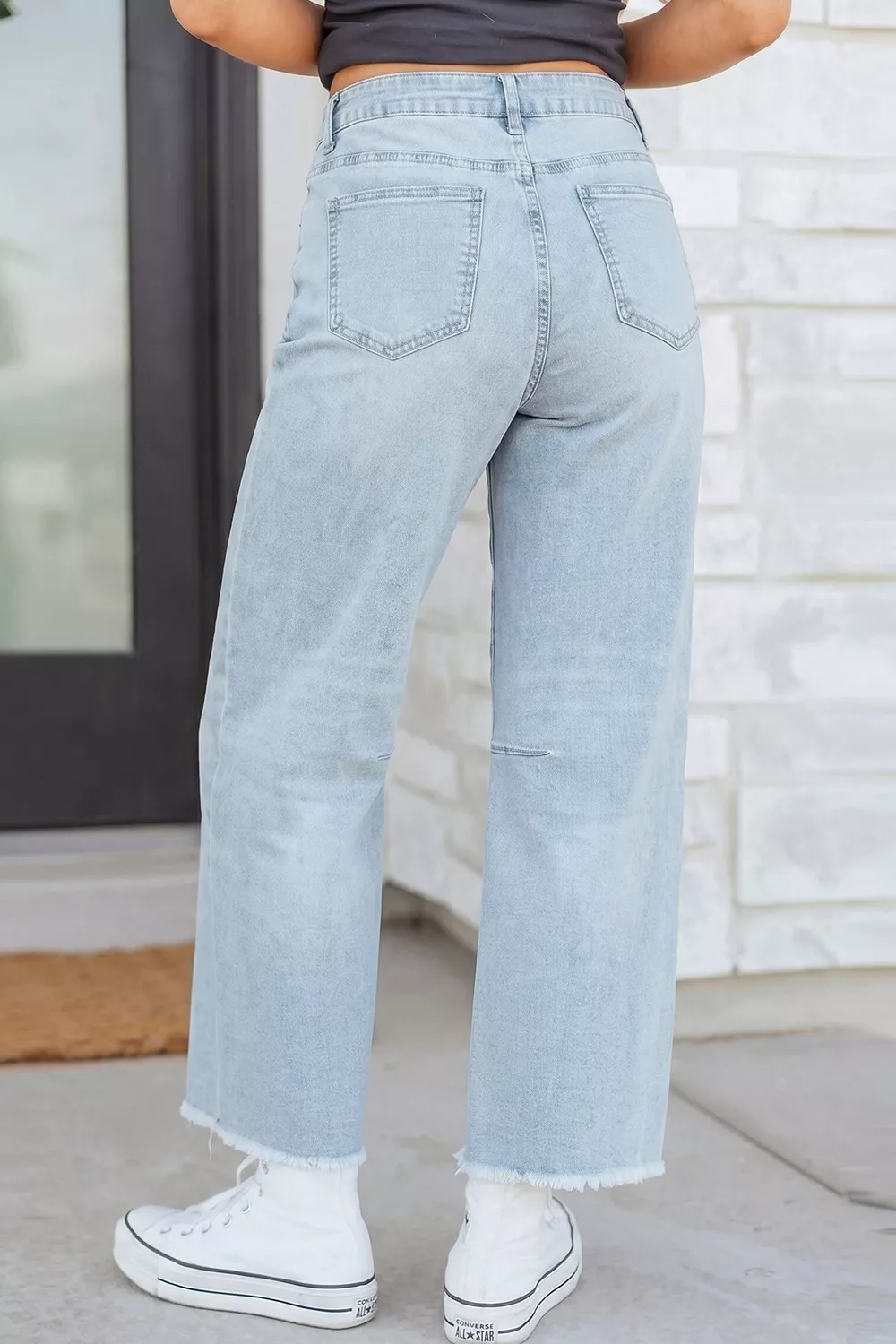 Sequin Turkey Patch Pocket Raw Hem Ankle Length Jeans, image 4