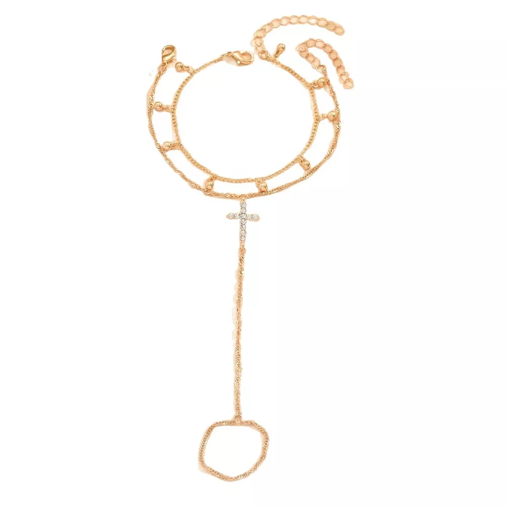 18K Gold-Plated Chain Cross Bracelet, image 4