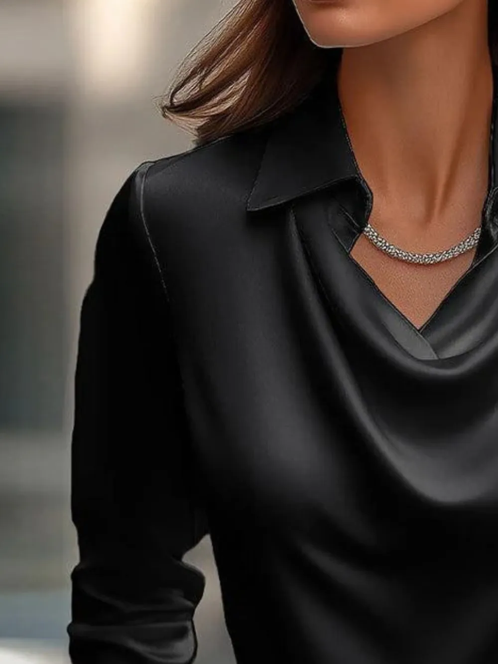 Full Size Long Sleeve Blouse with Collar Plus Size, image 9