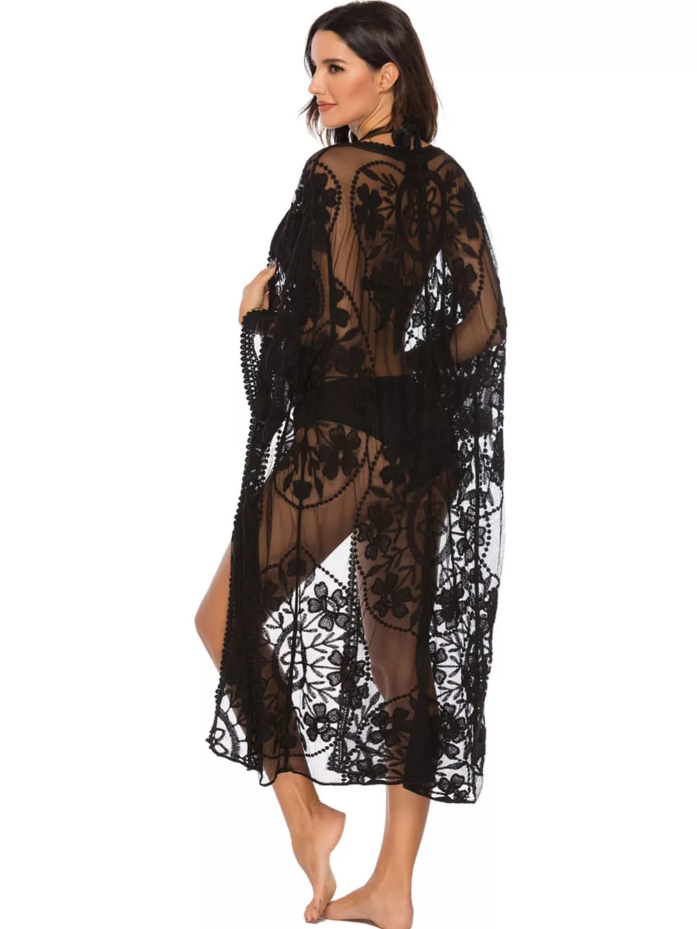 Floral Lace Sheer Kimono Cover-Up, image 4