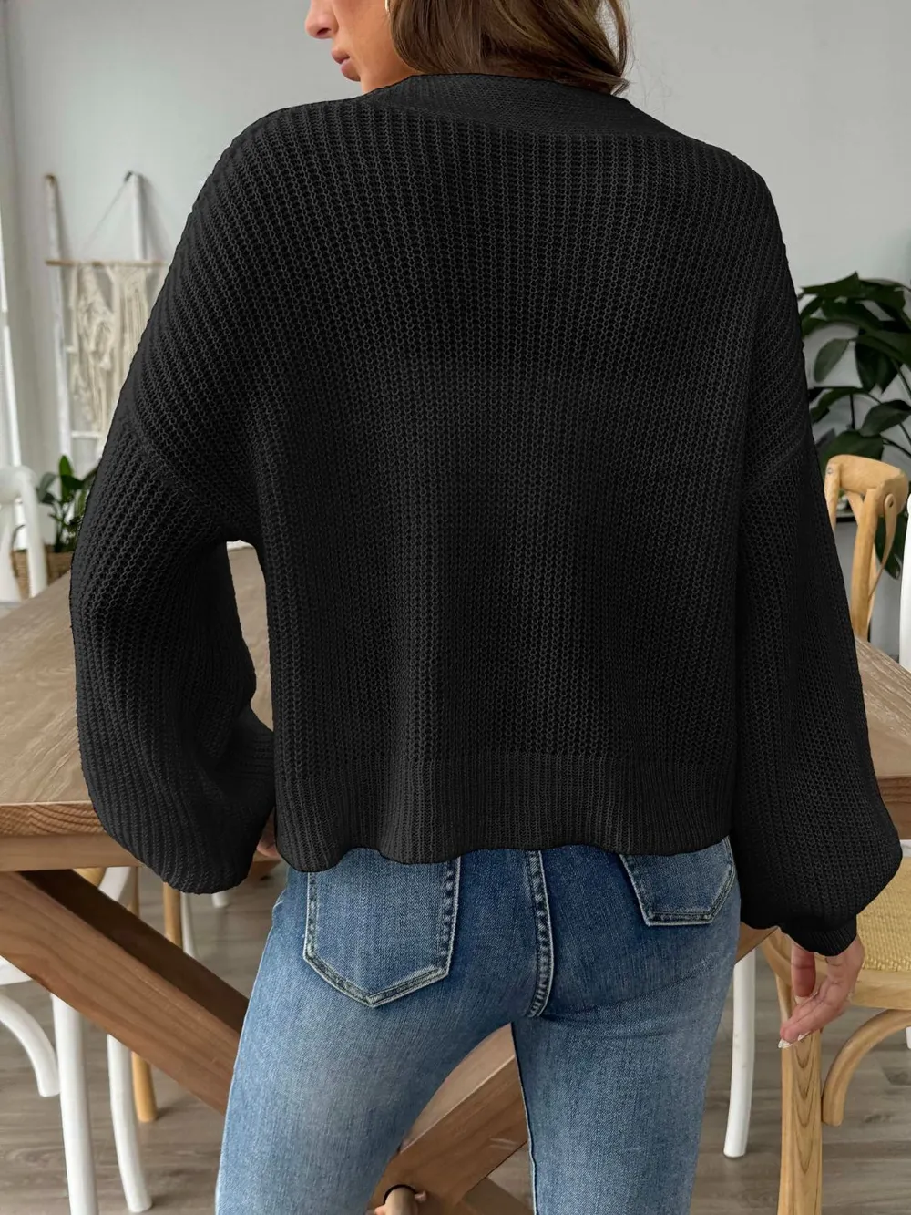 V-Neck Button Up Long Sleeve Cardigan, image 6