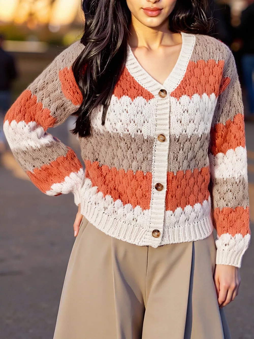 Color Block Button Up Cardigan, image 10