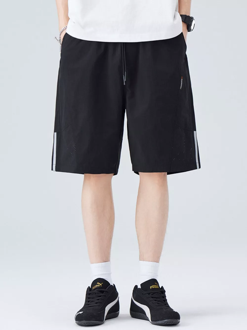 Men's Plus Size Casual Striped Shorts, image 9