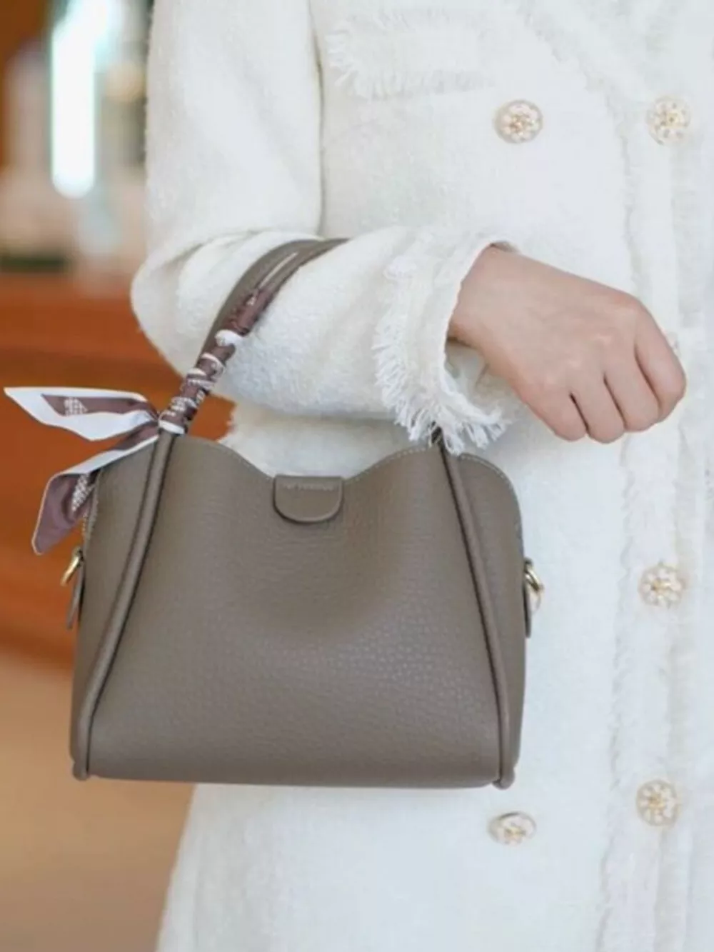 Leather Top Handle Crossbody Bag, image 4