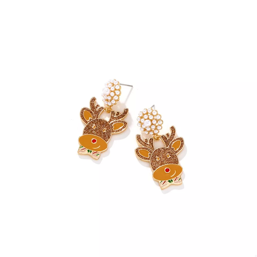 Reindeer Drop Earrings with Pearl Accents, image 2