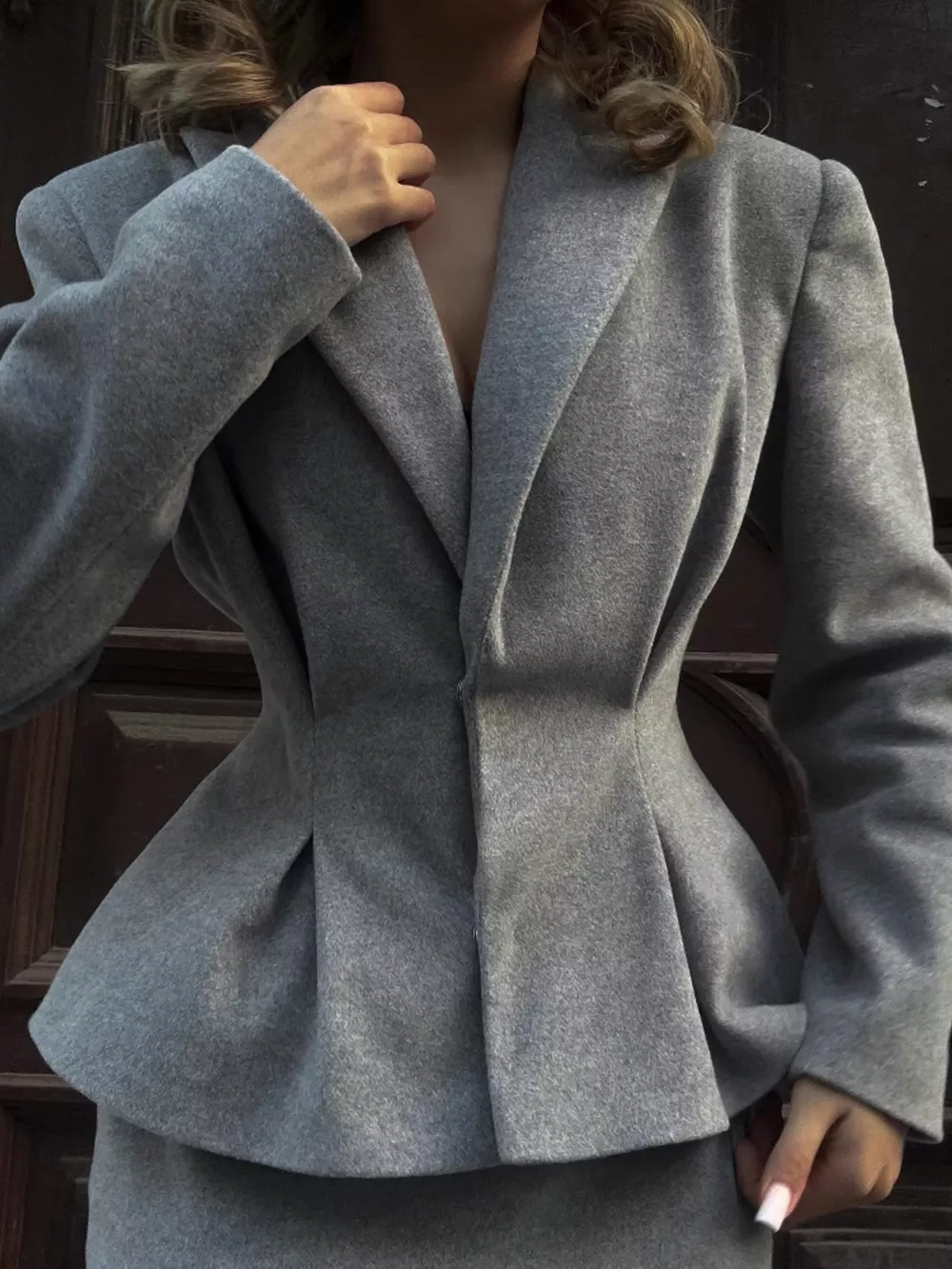 Peplum Blazer and Skirt Set, image 5