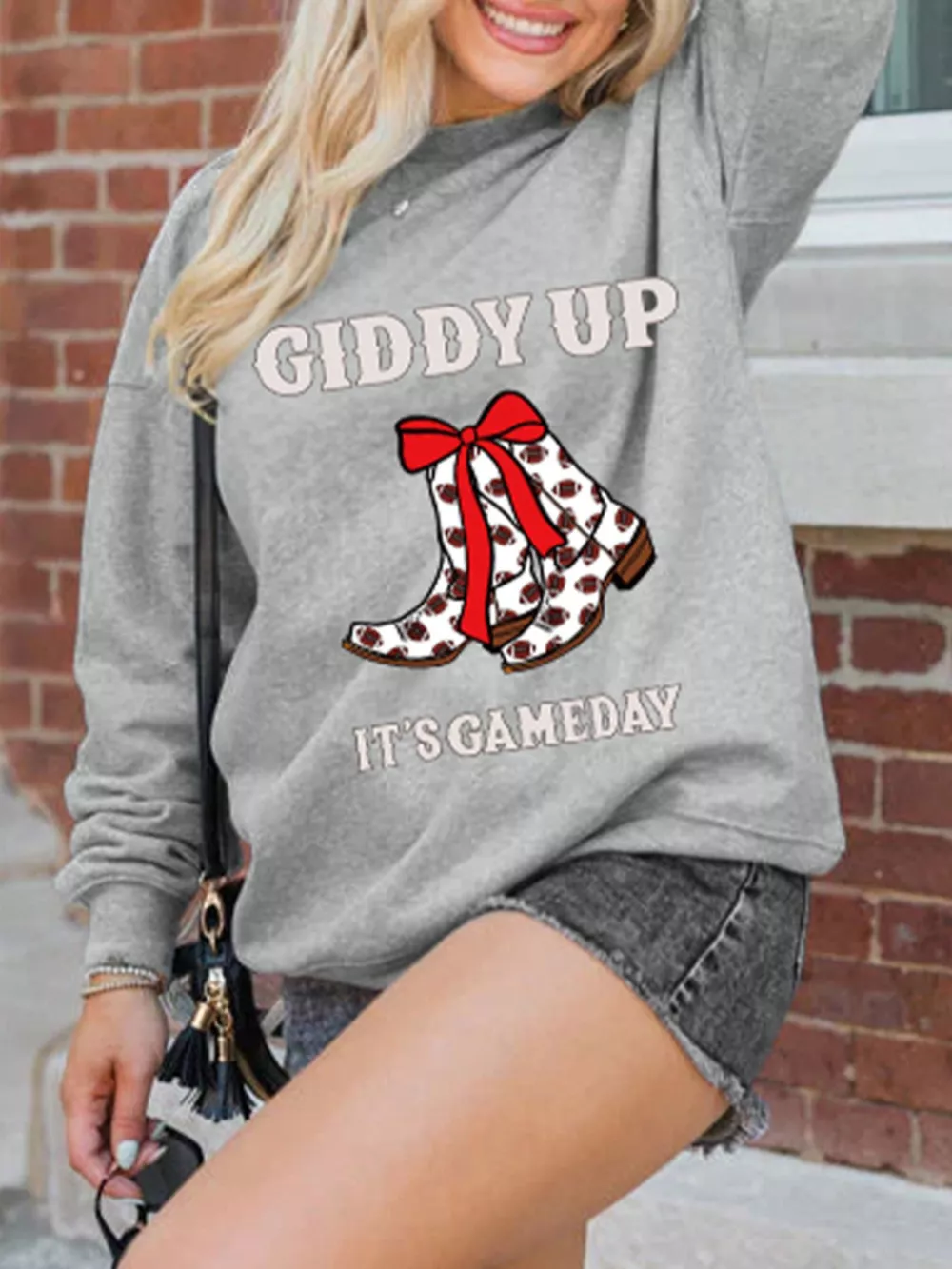 GIDDY UP ITS GAME DAY Cowgirl Boots Graphic Sweatshirt, image 3