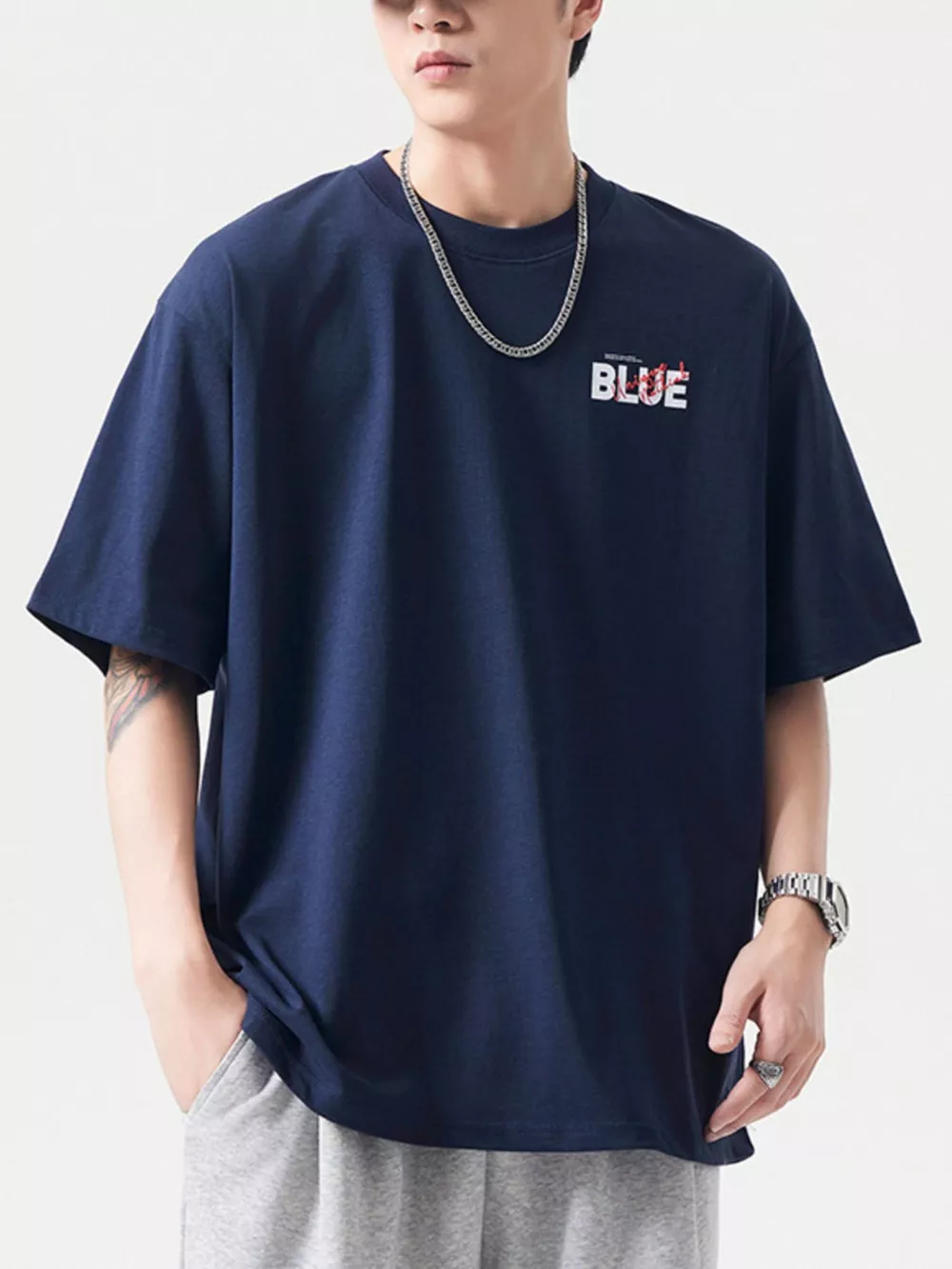 Men's Plus Size Round Neck Half Sleeve T-Shirt, image 6