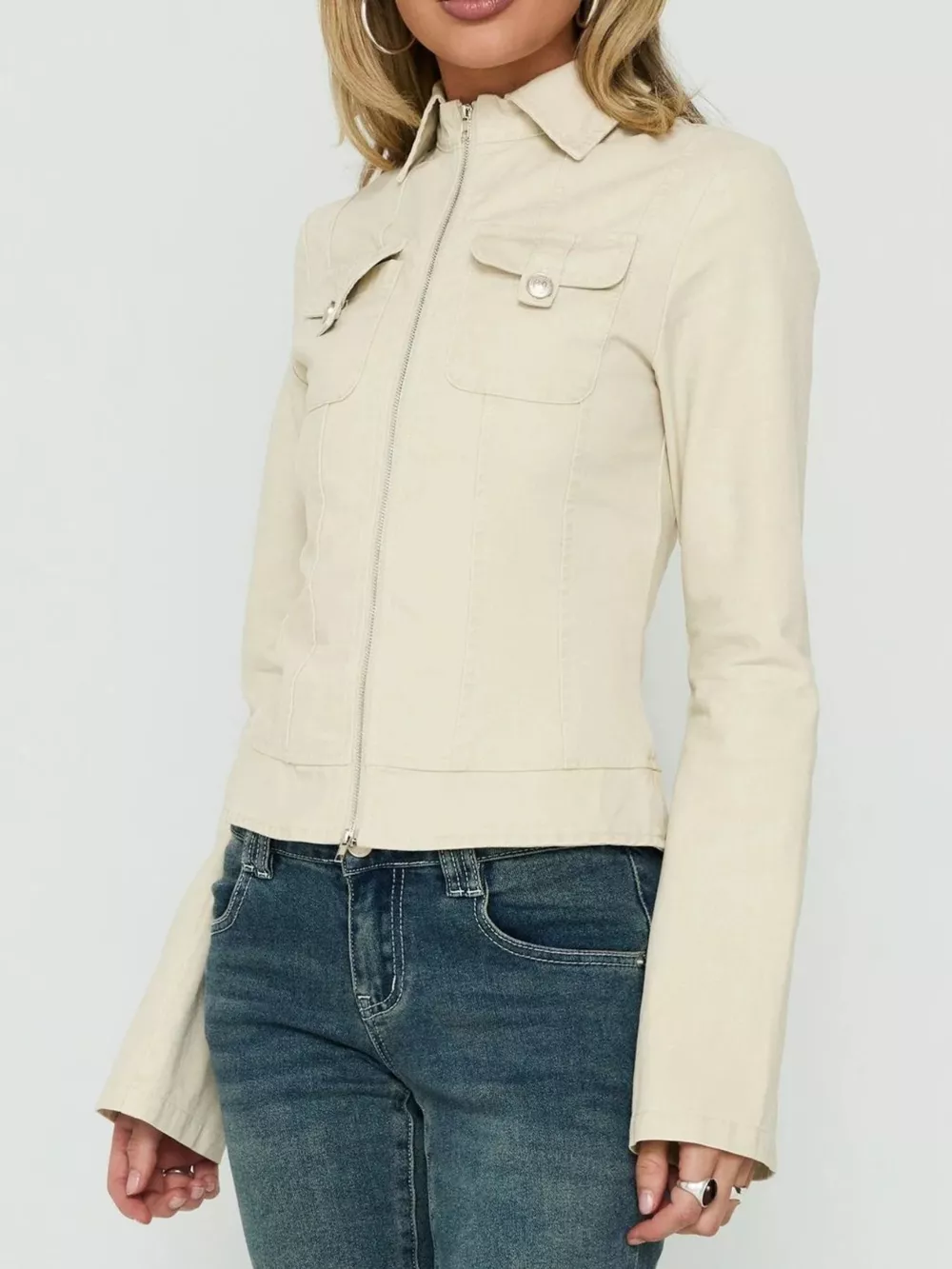 Slim-Fit Utility Zip-Up Cropped Jacket, image 7