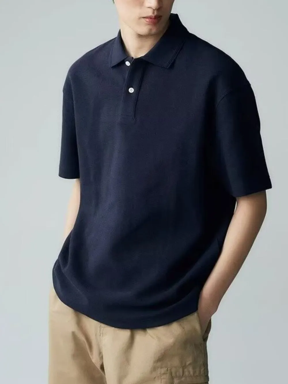 Men's Full Size Button Detail Short Sleeve Polo Plus Size, image 2