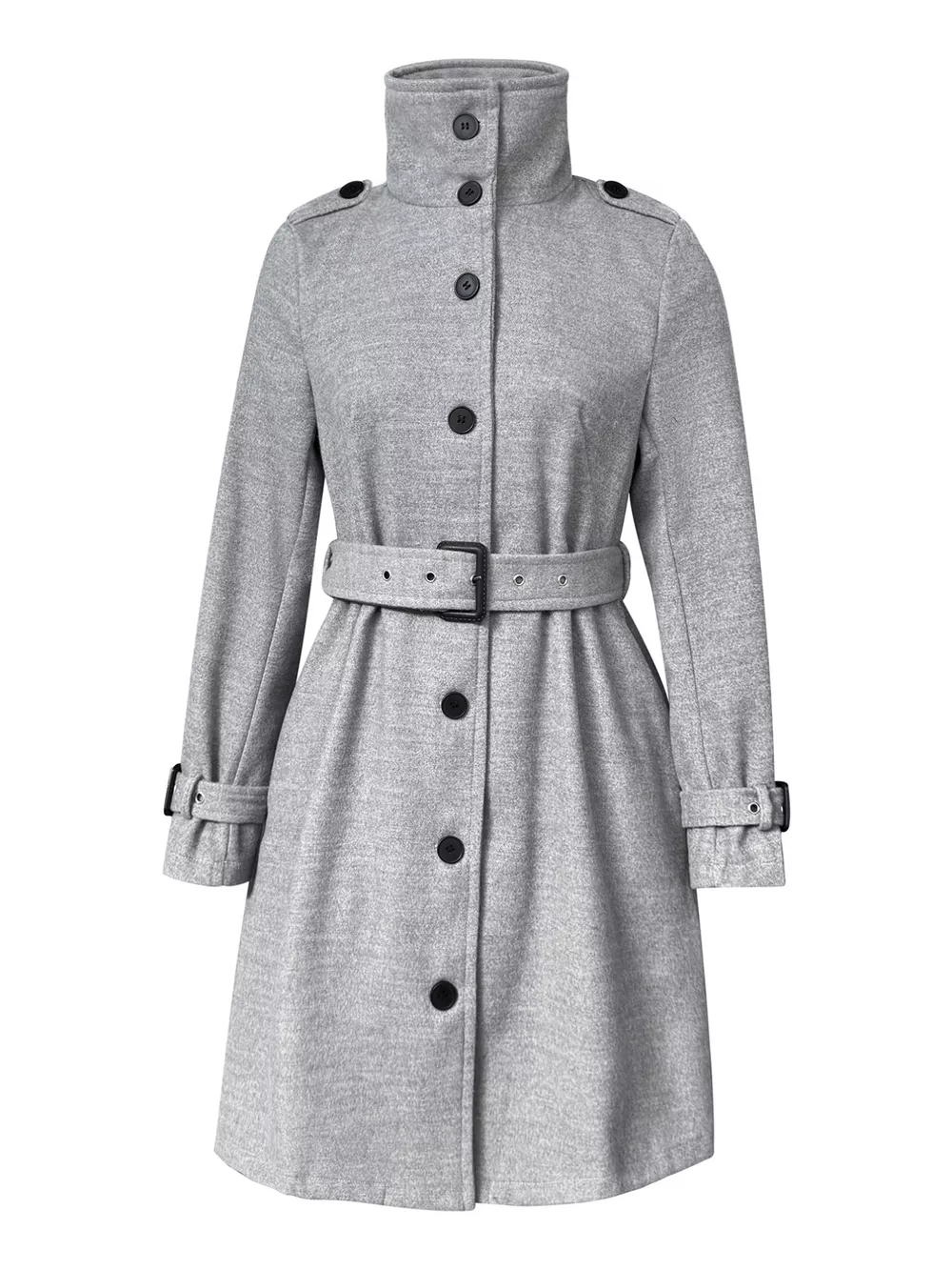 Button-Down Longline Coat with Belt