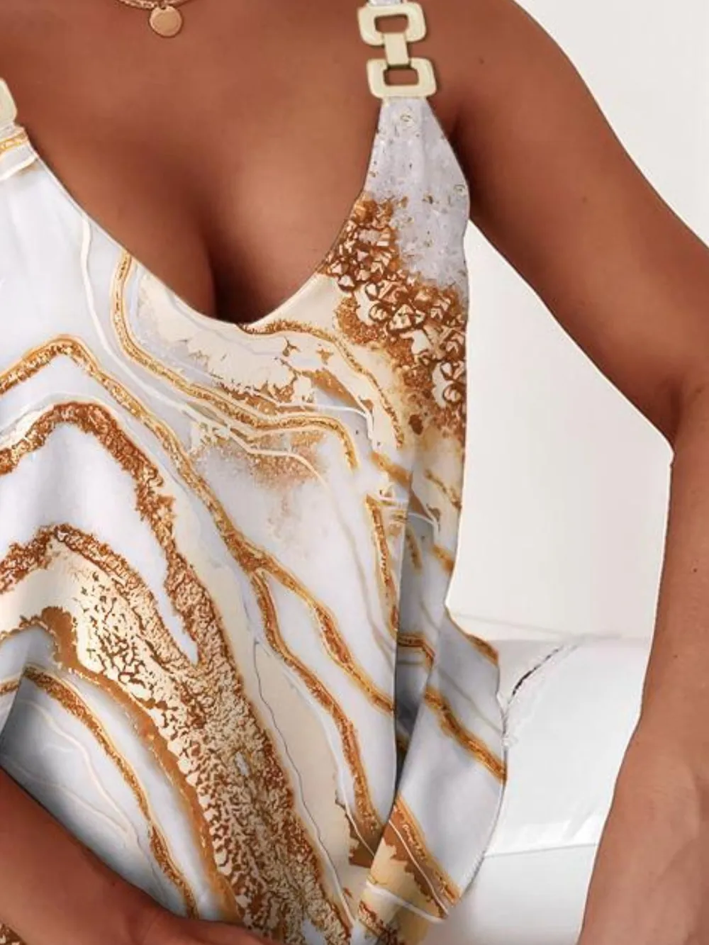 Marble Print Chain Strap Cami Top, image 3