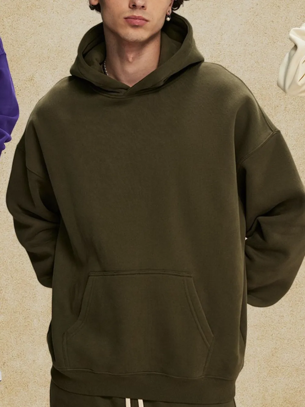 Men's Oversized Pocketed Long Sleeve Hoodie