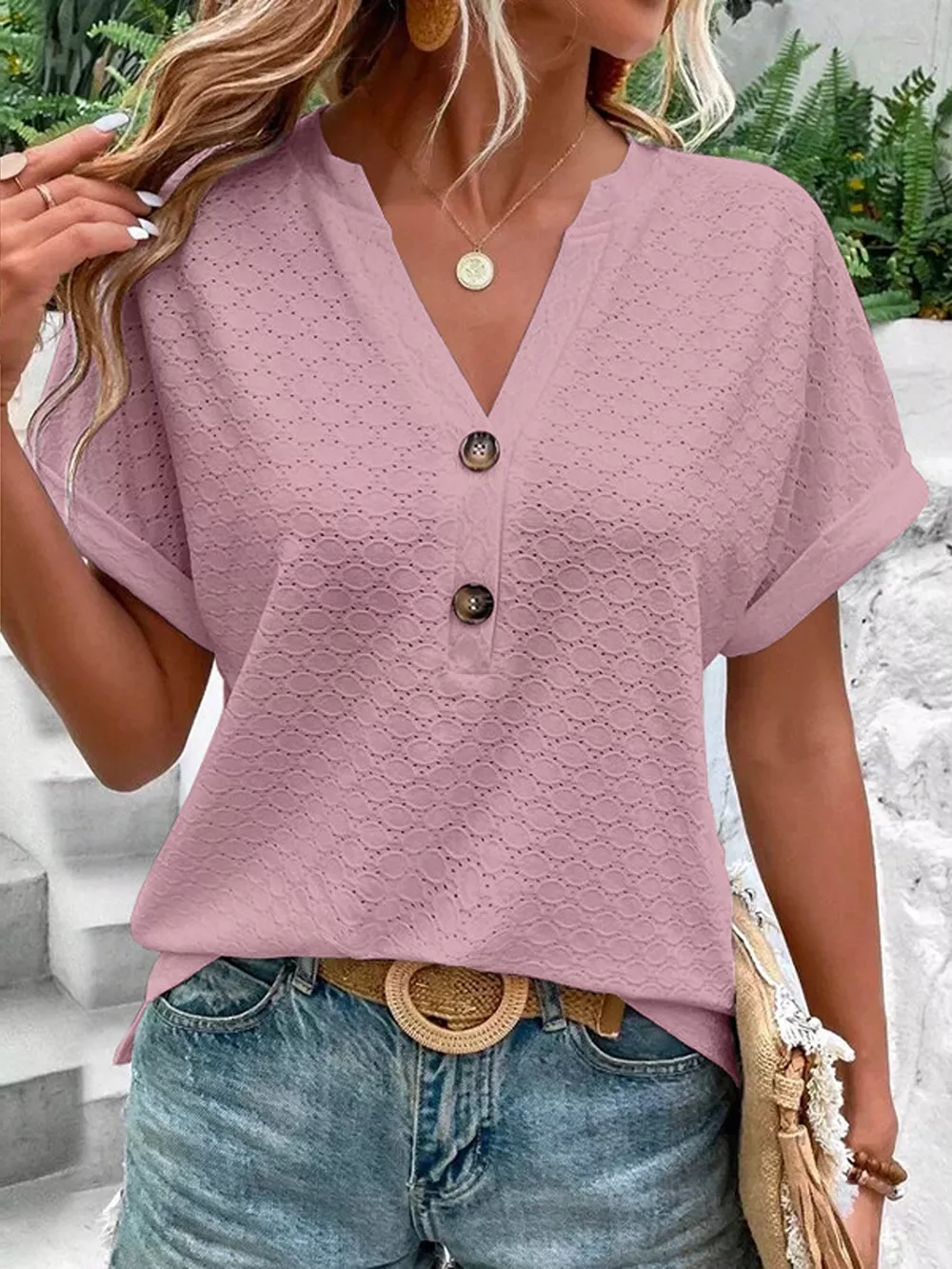 Notched Short Sleeve Top, image 7