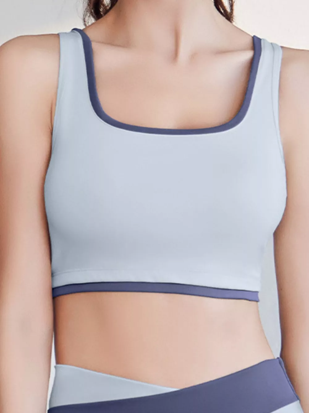 Contrast Trim Scoop Neck Active Bra, image 9