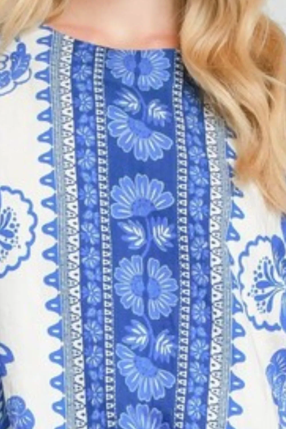 Full Size Floral Border Print Oversized Top Plus Size, image 3