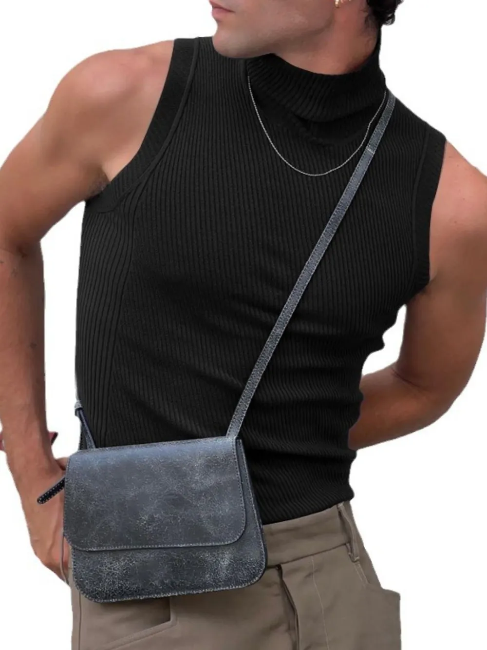 Men's Full Size Turtleneck Slim Tank Plus Size, image 3